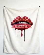 Luxury LV Monogram Lips Fleece Throw 236